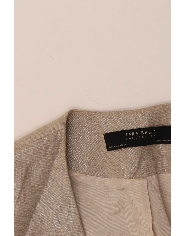Zara Chaqueta Blazer de Manga 3/4 para Mujer UK 44 Grande Gris