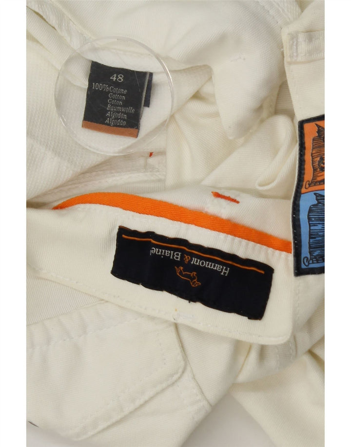 Harmont & Blaine Mens Graphic Chino Shorts IT 48 Medium W30 White Cotton