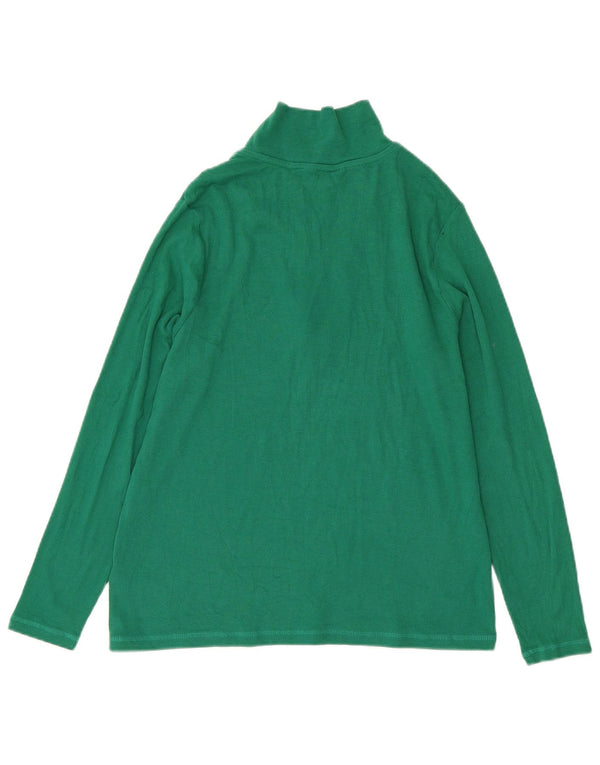 Marks & Spencer Womens Zip Neck Top Langarm UK 18 XL Grüne Baumwolle