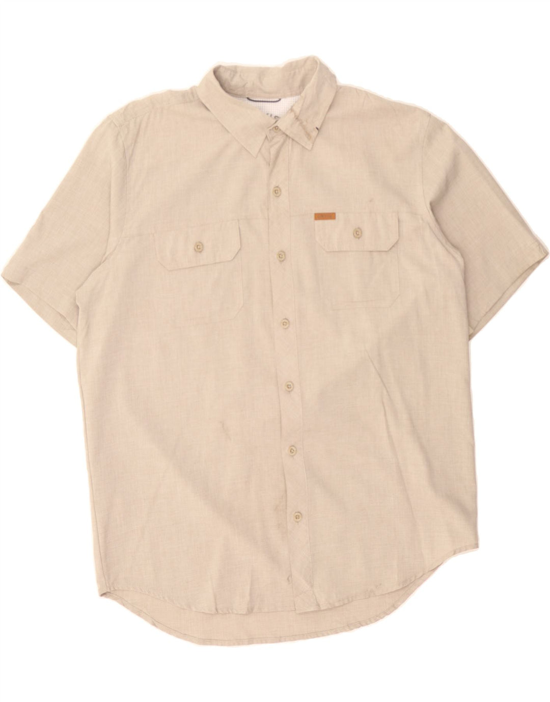 ORVIS Mens Short Sleeve Shirt Large Beige Polyester Vintage Orvis and Second-Hand Orvis from Messina Hembry 