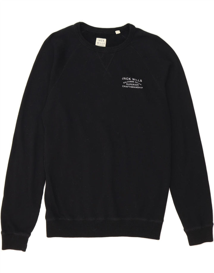 JACK WILLS Mens Sweatshirt Jumper Small Black Cotton Vintage Jack Wills and Second-Hand Jack Wills from Messina Hembry 