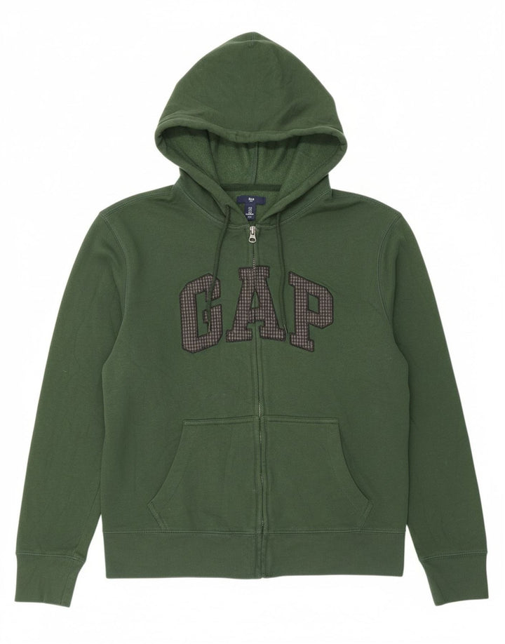 Gap Mens Graphic Zip Hoodie Sweater Medium Green Cotton