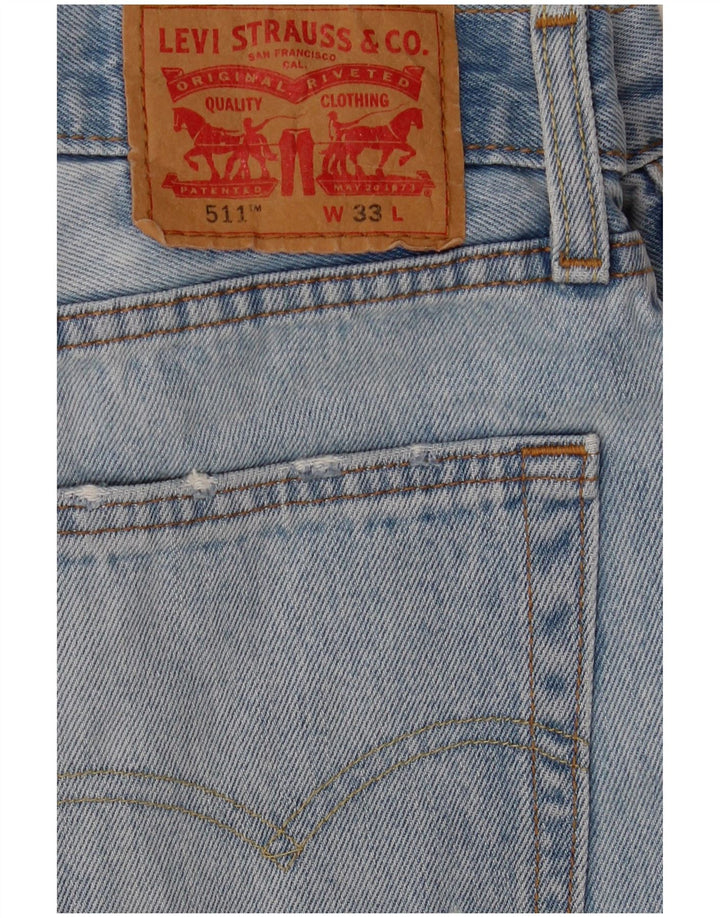 Levi's Herre 511 Slim Fit Distressed Denim Shorts W33 Medium Blue Bomuld