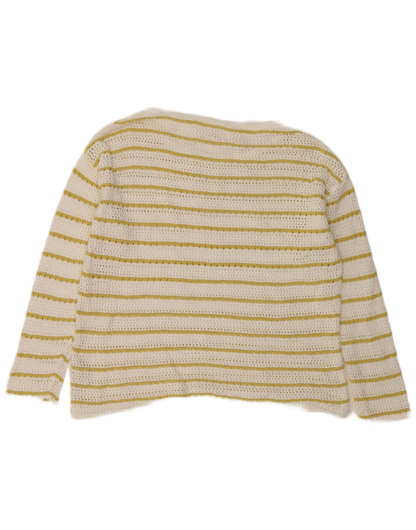 Fat Face Damen-Pullover mit U-Boot-Ausschnitt, UK 18, XL, weiß gestreift, Baumwolle