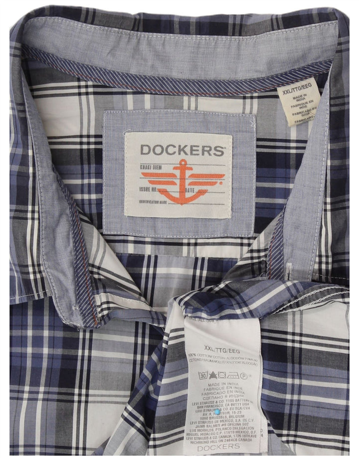 DOCKERS Mens Shirt 2XL Navy Blue Check Cotton