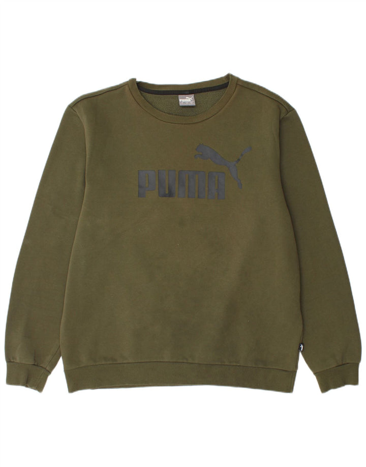 PUMA Mens Graphic Sweatshirt Jumper Large Khaki Cotton