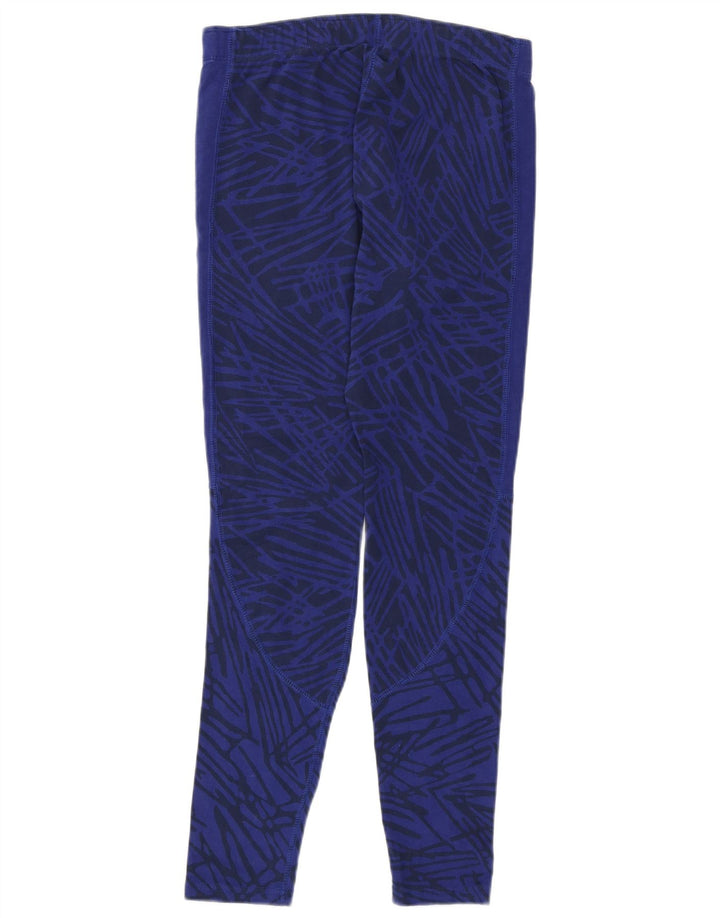 Nike Leggings Femme UK 12 Coton Géométrique Bleu Moyen