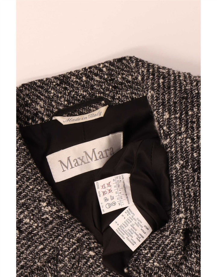 Max Mara Veste blazer courte à 4 boutons pour femme UK 14 Laine mouchetée gris moyen