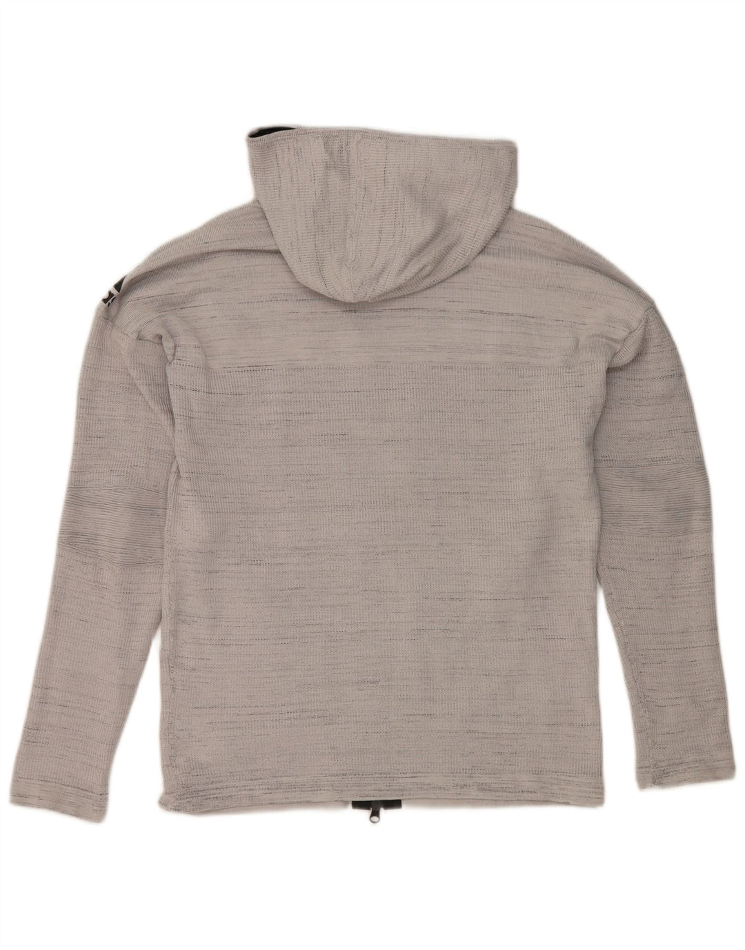 Adidas Mens Zip Hoodie Sweater Medium Grey Striped Polyester