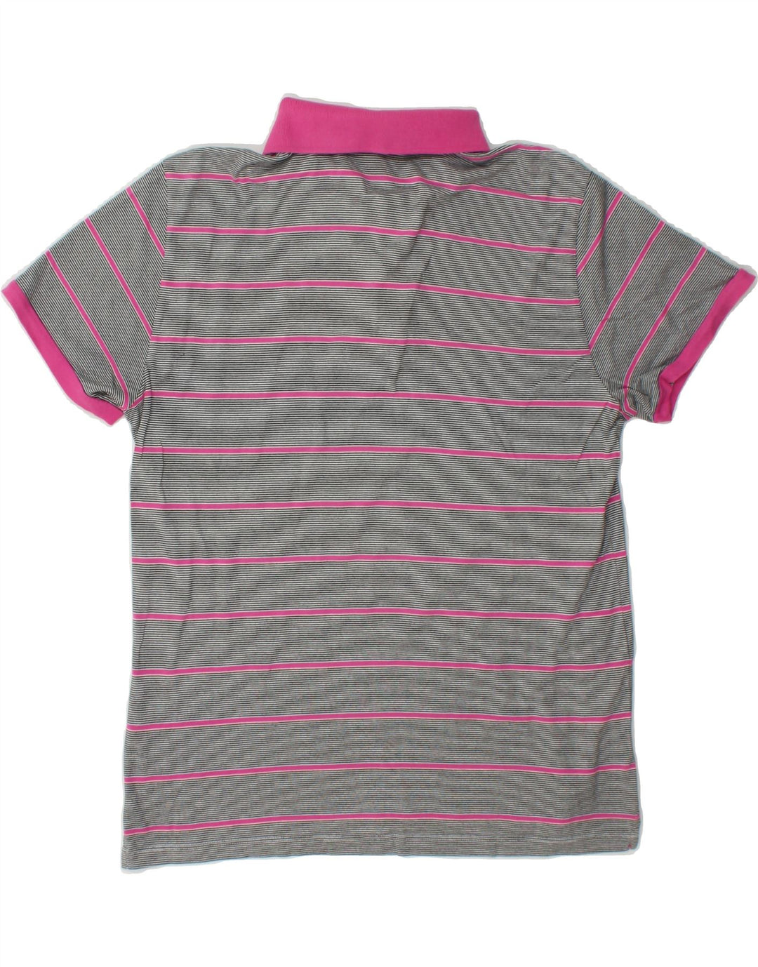 TRUSSARDI Mens Polo Shirt Small Grey Striped Cotton Vintage Trussardi and Second-Hand Trussardi from Messina Hembry 