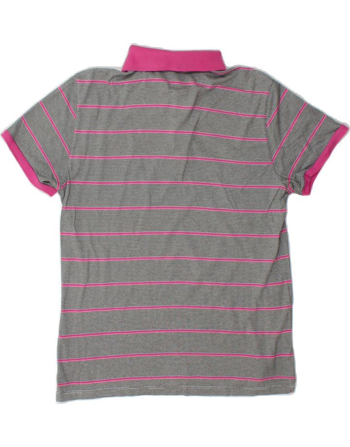 TRUSSARDI Mens Polo Shirt Small Grey Striped Cotton Vintage Trussardi and Second-Hand Trussardi from Messina Hembry 