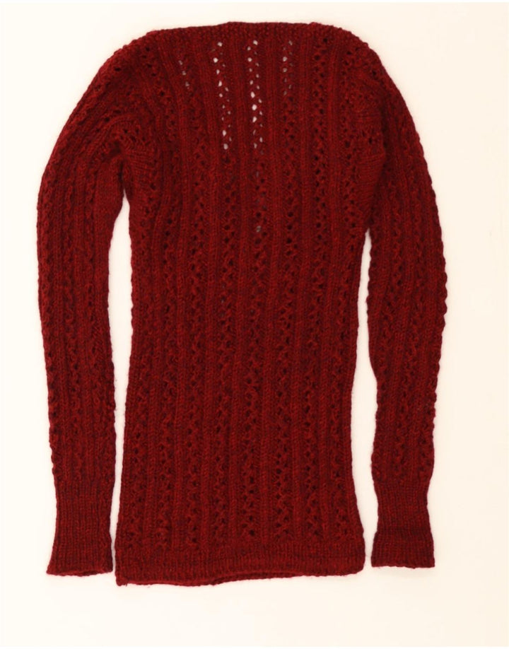 VINTAGE Womens V-Neck Jumper Sweater UK 12 Medium Red Vintage Vintage and Second-Hand Vintage from Messina Hembry 