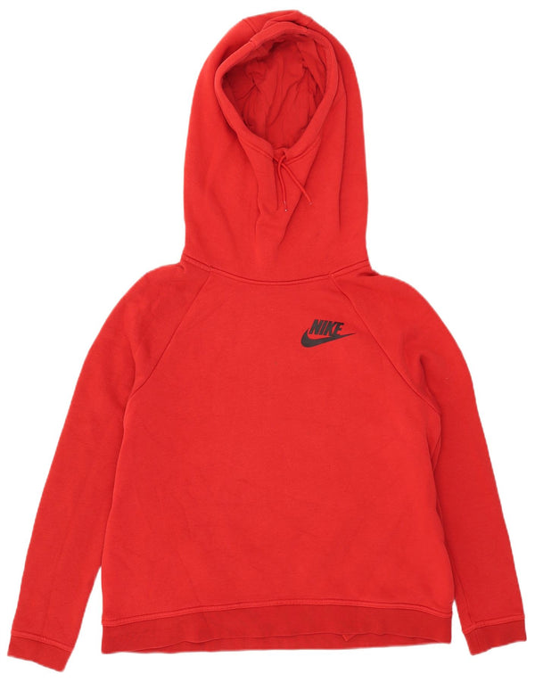 Nike Damen Kapuzenpullover UK 14 Mittelrote Baumwolle