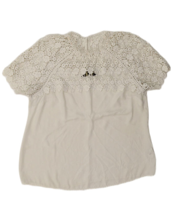 Lipsy Femme Chemisier Top UK 16 Large Blanc Polyester