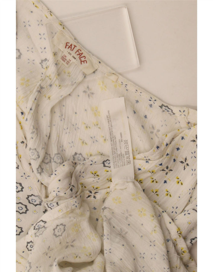 Fat Face Womens Blouse Top UK 14 Medium White Floral Viscose