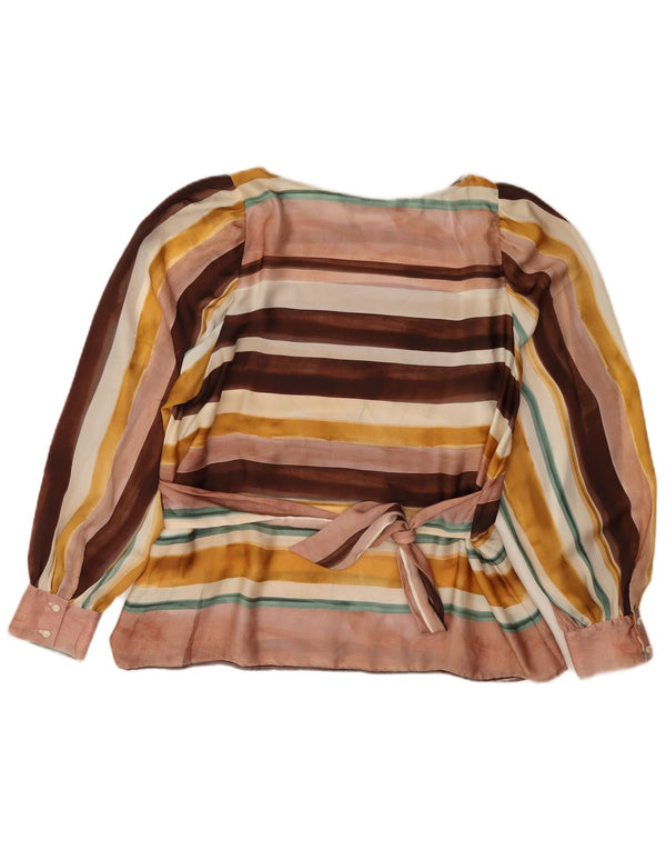 Zara Damen Langarm-Blusenoberteil UK 12 Medium Mehrfarbig gestreift