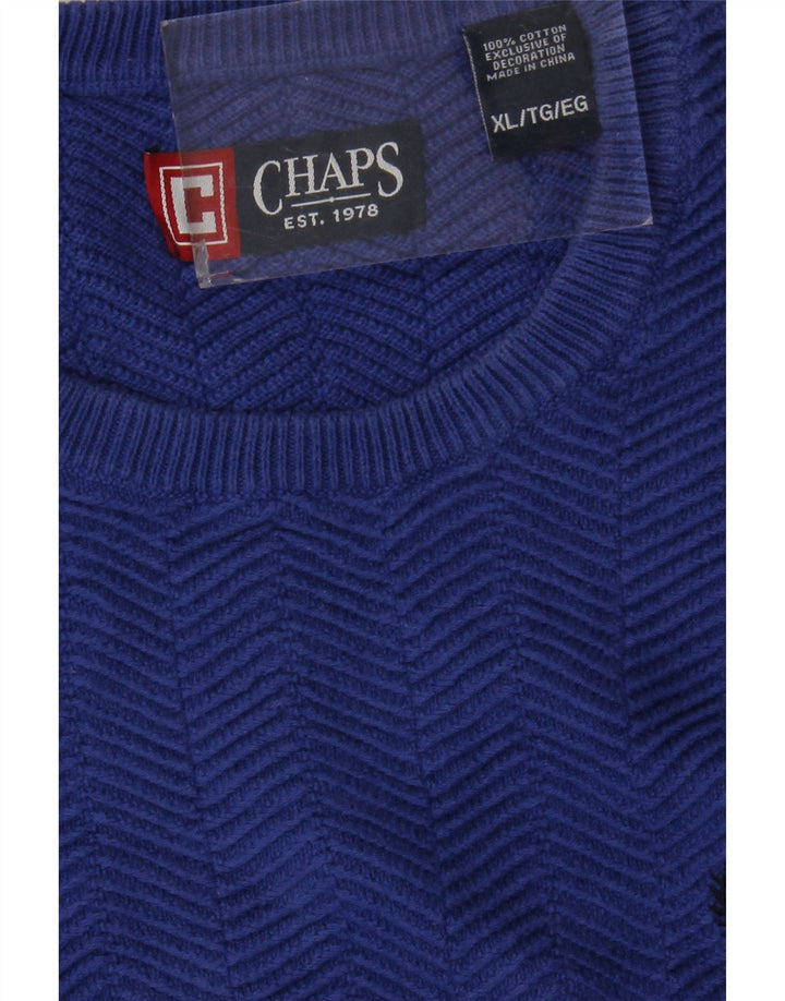 CHAPS Mens Crew Neck Jumper Sweater XL Blue Cotton