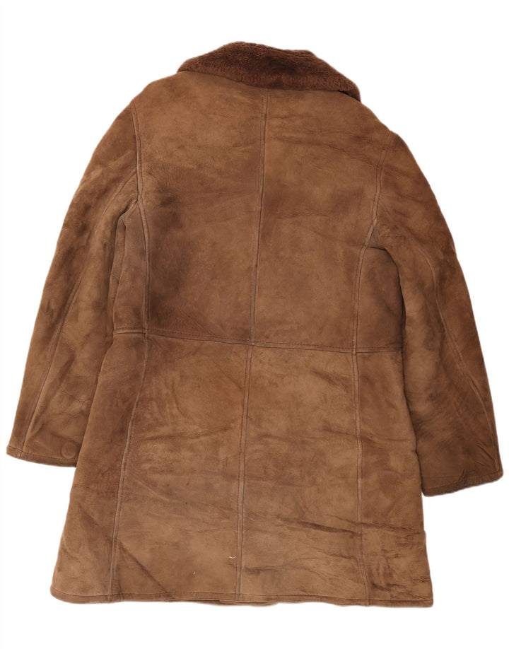 Vintage Shearling Overfrakke til mænd UK 38 Medium Brown