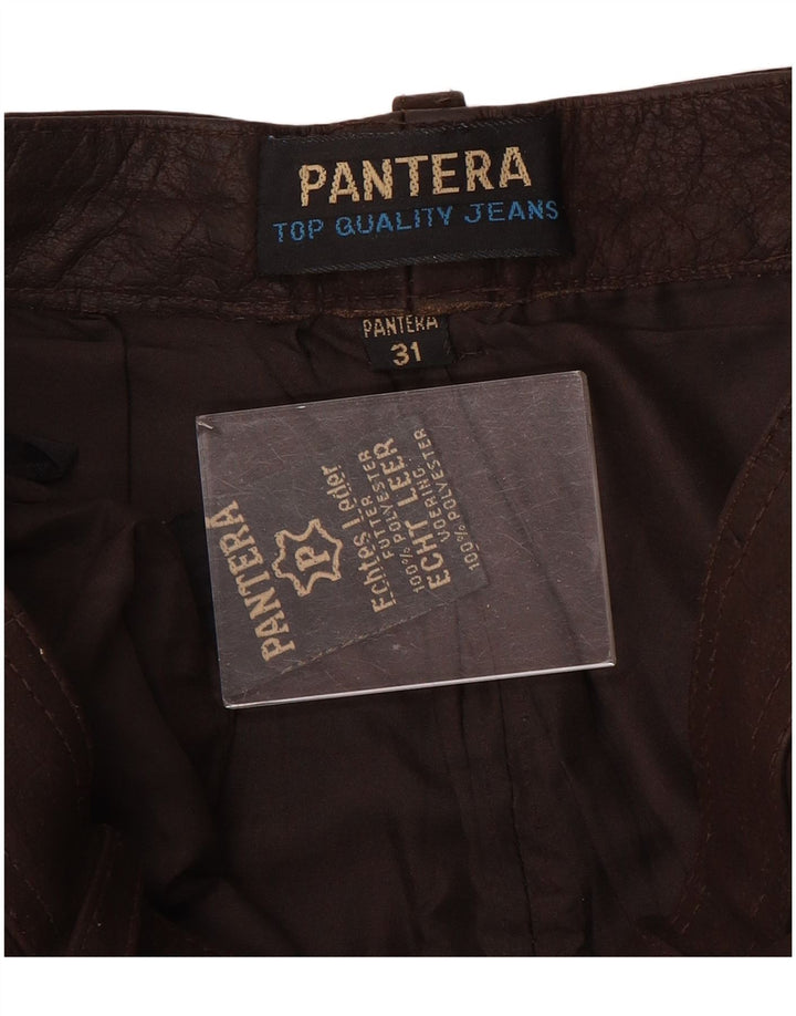 Pantera Mens Slim Suede Trousers W31 L31 Brown Leather