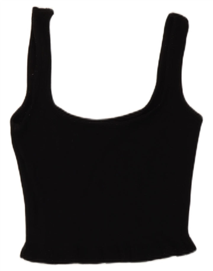 Zara Damen Crop Top UK 8 Small Schwarze Viskose