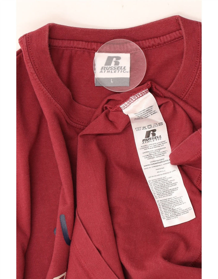 Russell Athletic Mens Graphic Top Long Sleeve Large Red Cotton