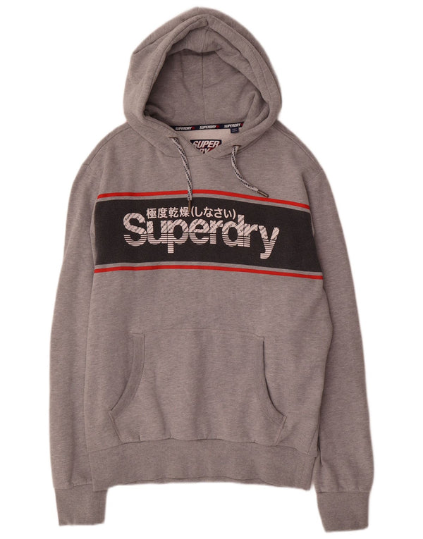 Felpa con cappuccio grafica da uomo Superdry 2XL in cotone color block grigio