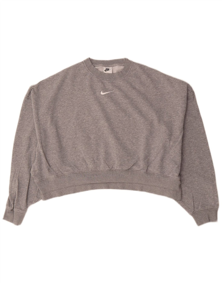 Nike Sweat-shirt court surdimensionné pour femme UK 10 Petit gris moucheté