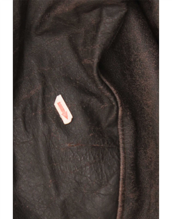 Giacca in pelle vintage da uomo UK 40 grande in pelle marrone