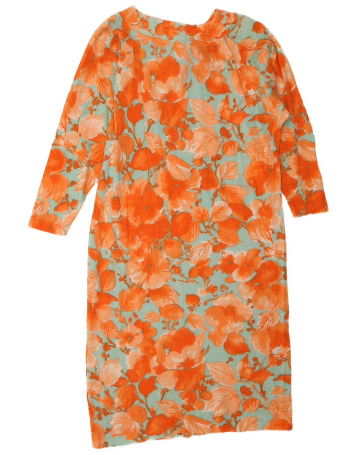 SUPERIOR Womens Oversized Jumper Dress IT 42 Medium Orange Floral Vintage Superior and Second-Hand Superior from Messina Hembry 