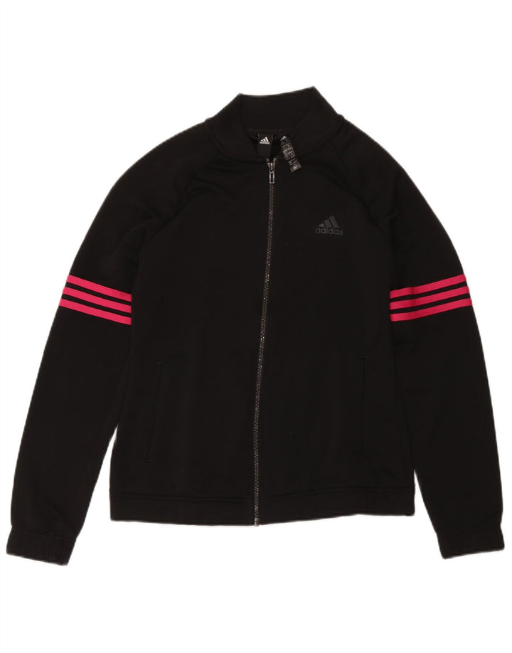 Adidas Damen Trainingsanzug Top Jacke UK 12/14 Medium Schwarz Polyester