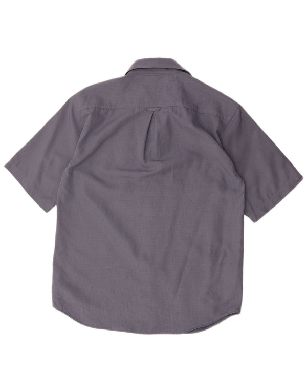 Columbia Mens Short Sleeve Shirt Small Blue Gingham Polyester