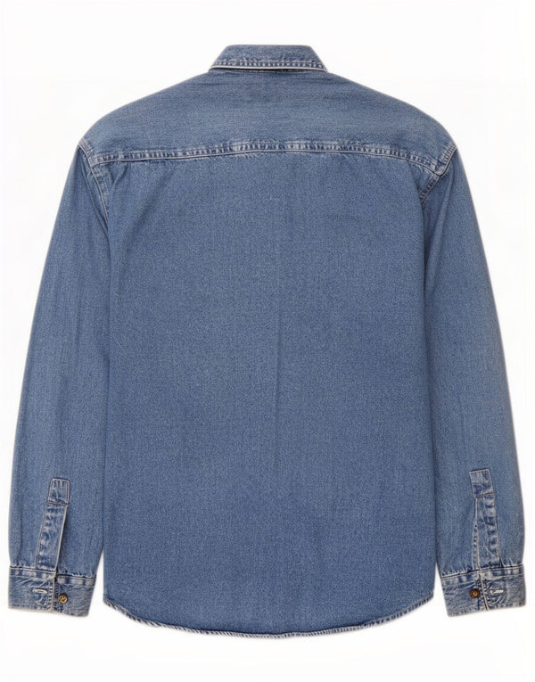 vintage Mens Regular Fit Denim Shirt Petit Bleu Coton