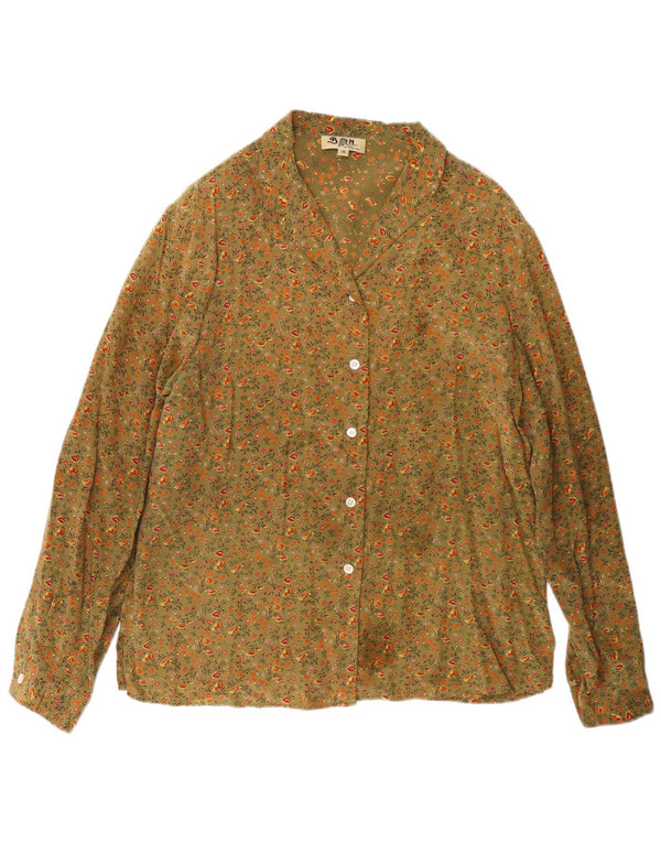 Γυναικείο πουκάμισο μπαλόνι μπλούζα EU 38 Medium Khaki Floral Silk