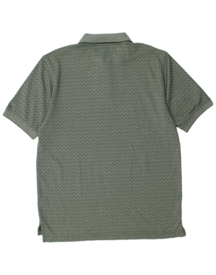 Izod Mens Polo Shirt Medium Green Chevron Cotton