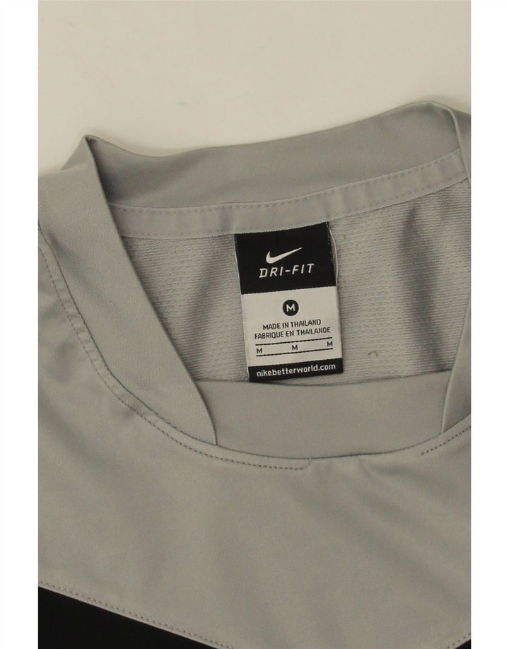 Camiseta Nike Dri Fit para hombre Top gris medio poliéster color block