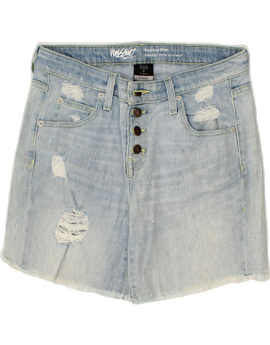 MOSSIMO Womens Boyfriend Distressed Denim Shorts US 4 Small W27 Blue Vintage Mossimo and Second-Hand Mossimo from Messina Hembry 