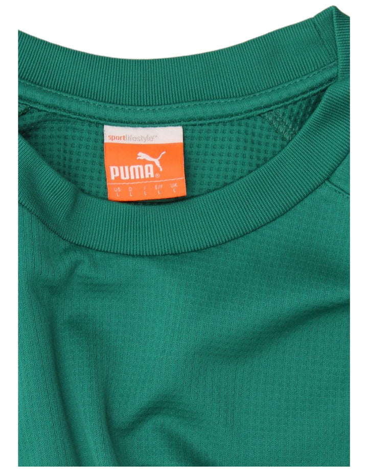 PUMA Sweatshirt til mænd, stor grøn farveblok polyester