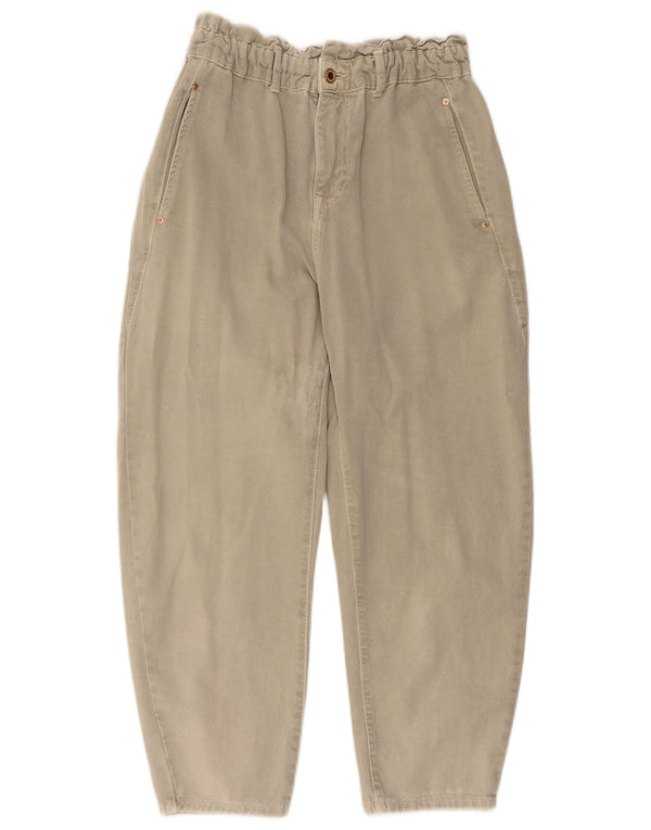 Zara Womens High Waist Tapered Capri Trousers EU 40 Medium W30 L23 Beige
