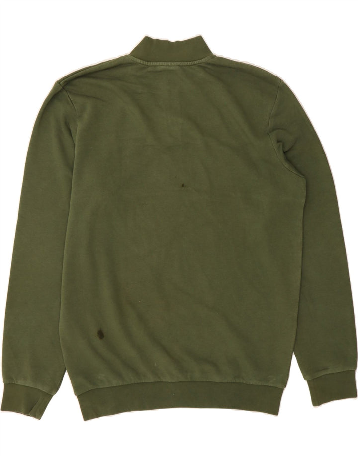 PUMA Mens Graphic Zip Neck Sweatshirt Jumper Medium Green Colourblock Vintage Puma and Second-Hand Puma from Messina Hembry 
