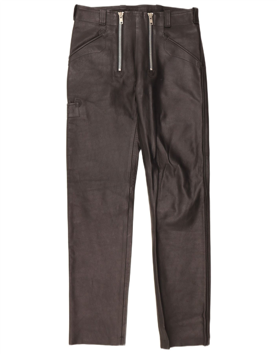 Bockle Womens Straight Leather Trousers W33 L34 Black