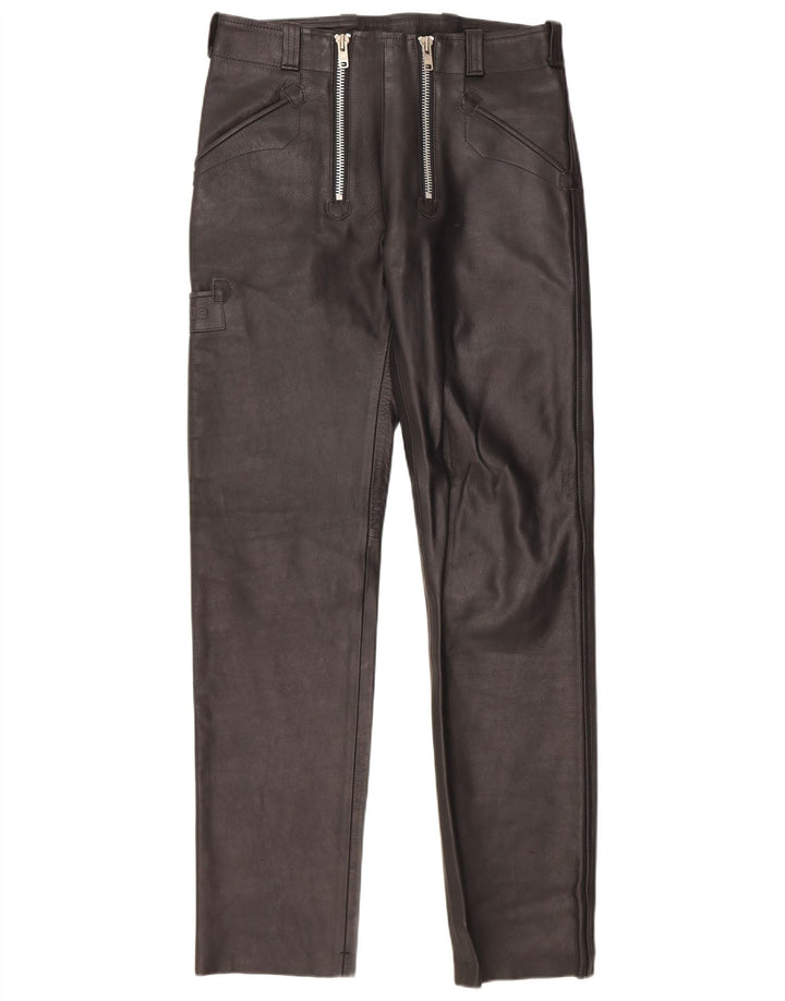 Bockle Womens Straight Leather Trousers W33 L34 Black