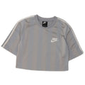 Nike Womens Crop T-Shirt Top UK 10 Small Grey Striped Polyester