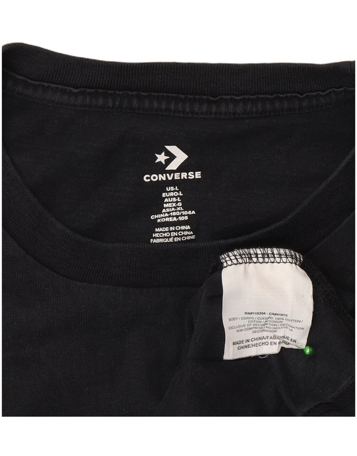 Converse Mens Graphic T-Shirt Top Large Black Cotton