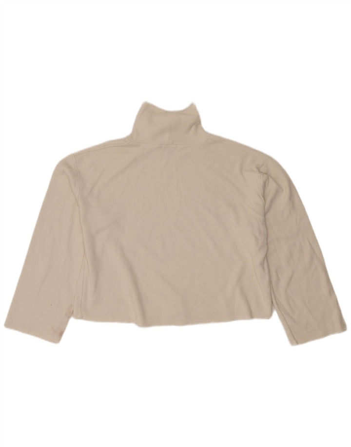 Zara Womens Oversized Crop Top Long Sleeve UK 14 Medium White Cotton