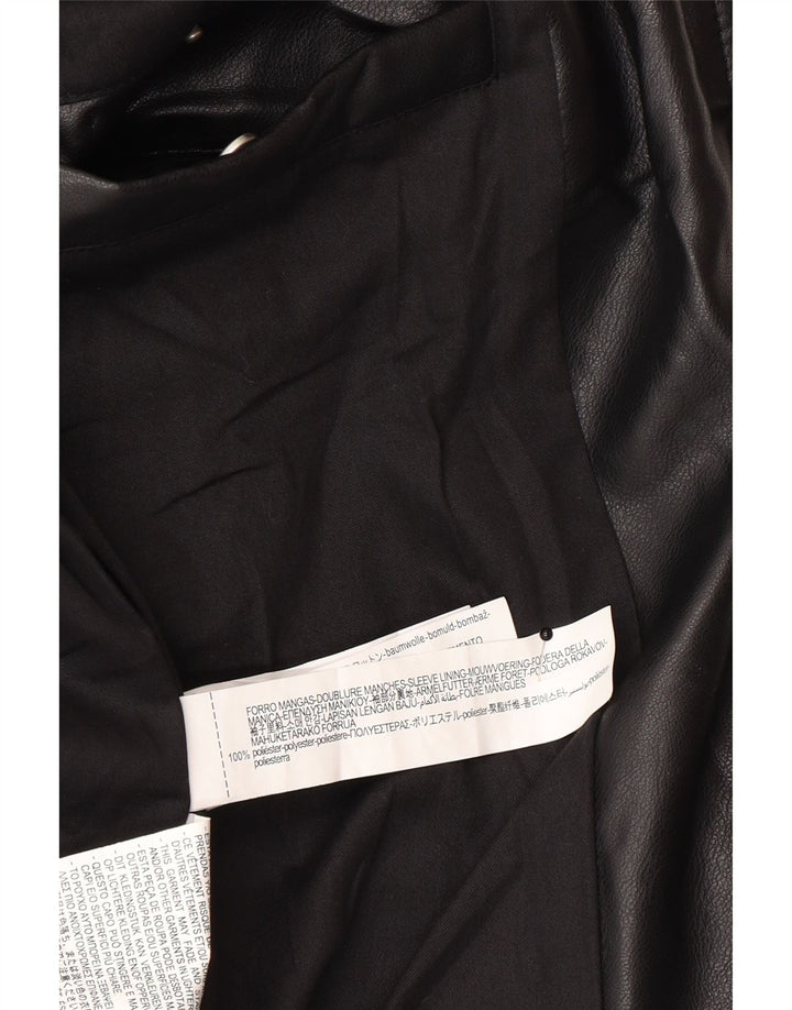 Zara Mens Faux Leather Jacket UK 42 XL Black Polyester