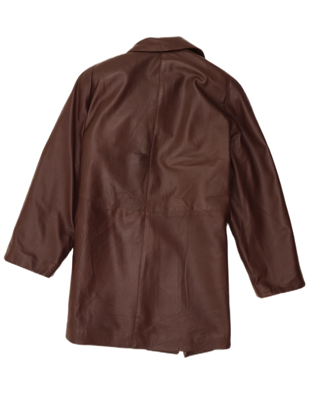 Cappotto in pelle vintage da donna UK 14 grande marrone