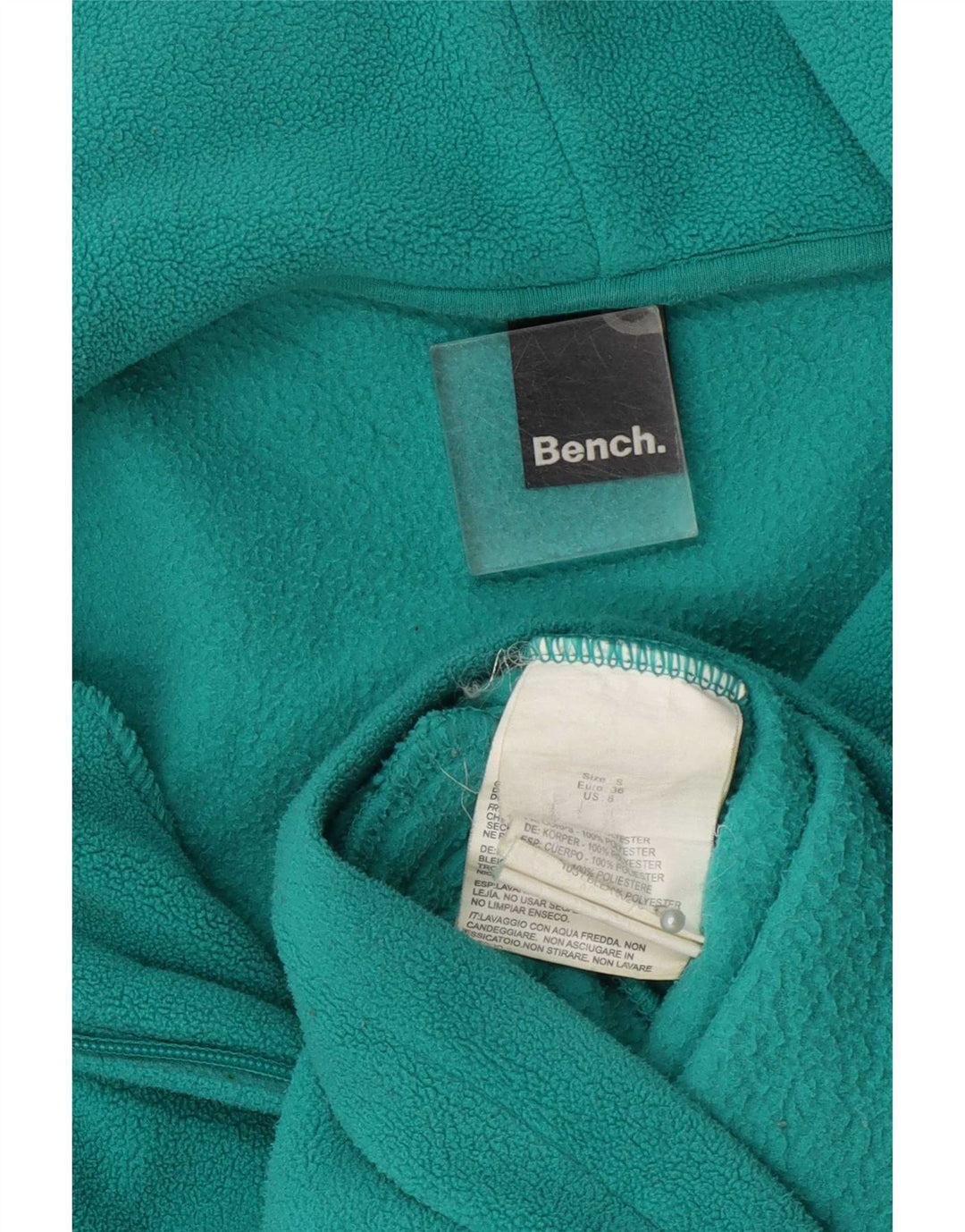 Bench Womens Graphic Fleece Jacket UK 10 Small Green Polyester