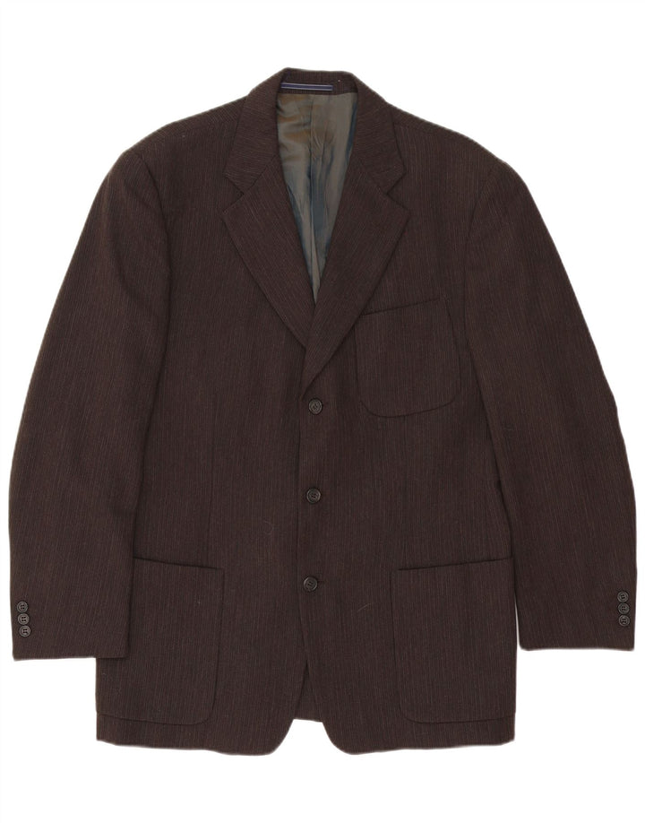Trussardi Herre 3-knaps blazerjakke IT 50 Large Brown Pinstripe Acetate