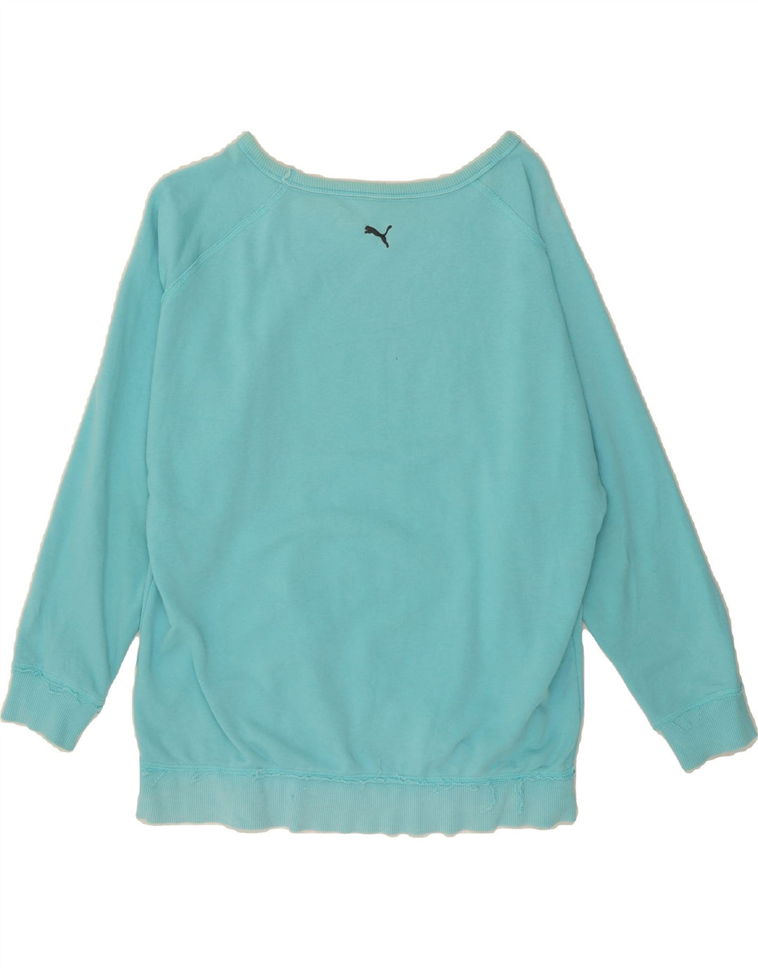PUMA Womens Oversized Graphic Sweatshirt Jumper UK 16 Large  Turquoise Vintage Puma and Second-Hand Puma from Messina Hembry 