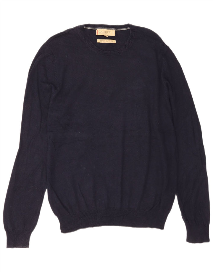 Maglione maglione girocollo da uomo Marks & Spencer cotone medio blu navy